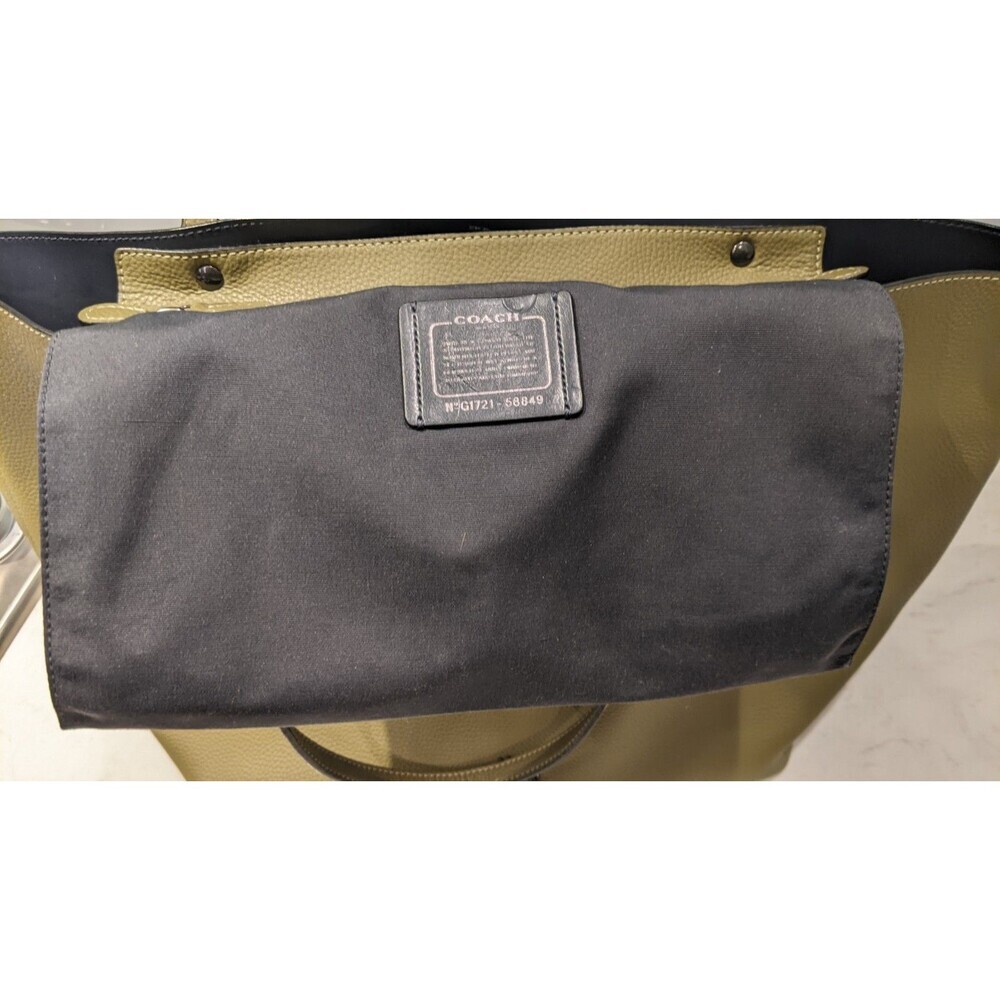 Coach Large Market Tote Pebbled Leather Army Green Turn Lock  #F58849 EXCELLENT! - Picture 10 of 14